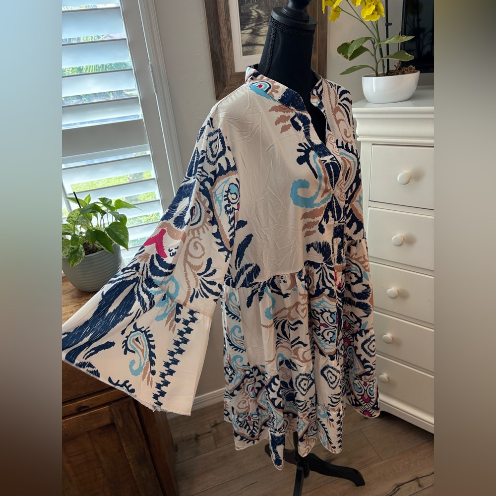 Tiered Tribal Print Dress, XL - Picture 5 of 9